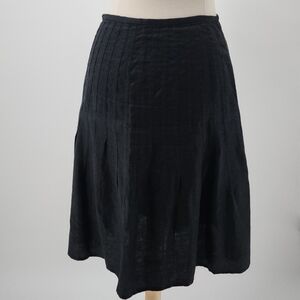 Loft Linen A-line Skirt Pleated Knee Length Mini Basic Black 6